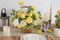 Artificial Flowers Combo Fake Silk Flowers for DIY Wedding Bridal Bouquets Lemon Yellow Fake Foams Rose Flowers Set Centerpieces Arrangements Party Baby Showers Home Cake Decorations